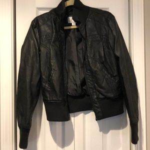 Black Faux Leather Jacket Size Large